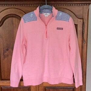 Vineyard Vines Quarter Zip Pink Preppy Shep Shirt
